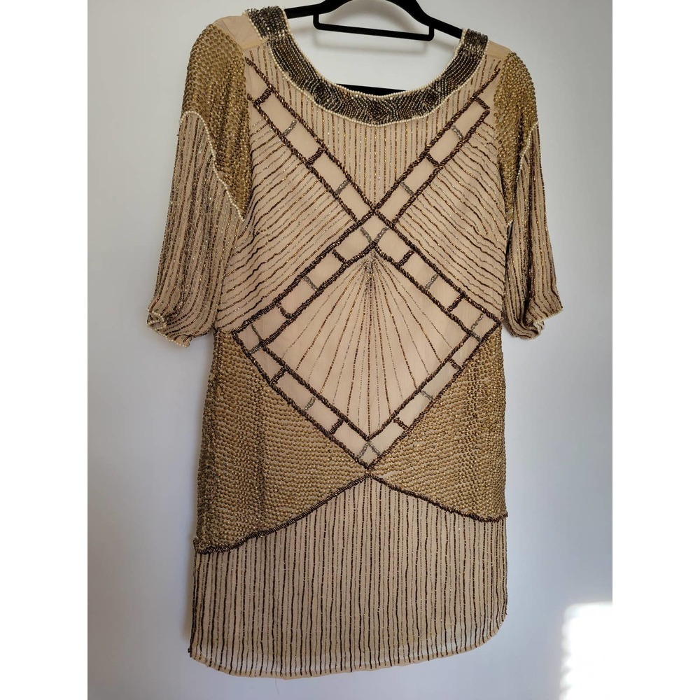 AS by DF | Moonlight Creme Bianca Beaded Silk Dress